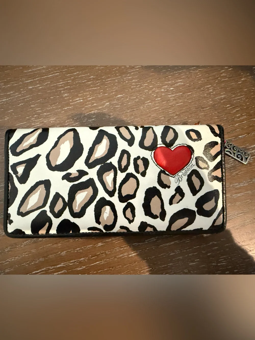 Brighton Leopard Print Wallet with Red Heart